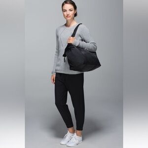 Lululemon Jet Crop Cuffs Trousers Pockets Pants PullOn Cord Preppy Black 12